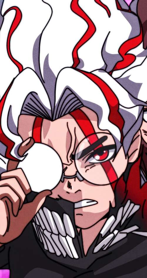 Momo Ayase, Ken Takakura (Okarun), and Turbo Granny from the anime and manga Dandadan. Sharp Aquos C10 hand phone wallpaper