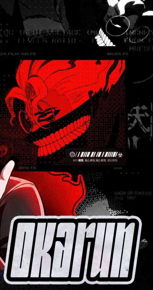 Cinematic portrait of Momo Ayase from Dandadan with dark red lighting and a dark... Sharp Aquos C10 hd background