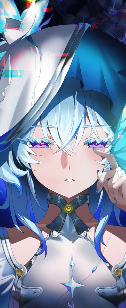 An anime-style illustration of The Shorekeeper from Wuthering Waves surrounded by... Samsung Galaxy Z Flip7 FE background images hd