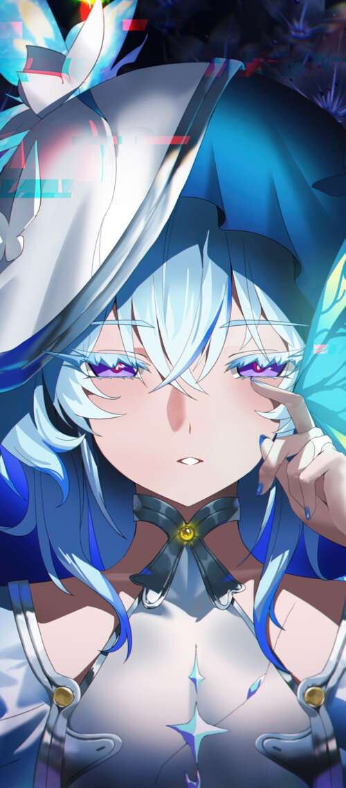 An anime-style illustration of The Shorekeeper from Wuthering Waves surrounded by... Oukitel WP56 free background
