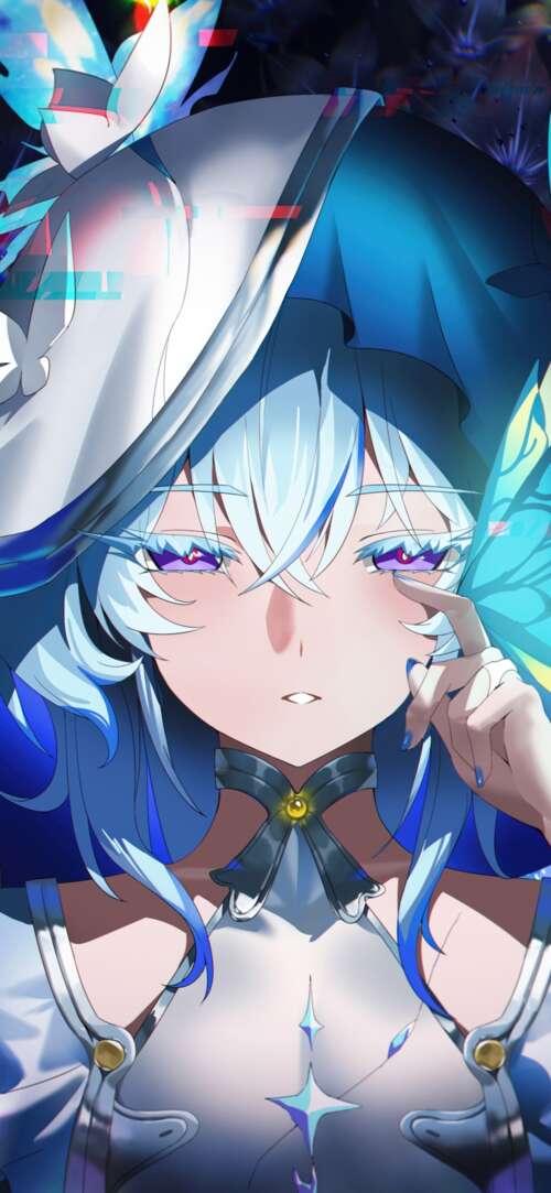 An anime-style illustration of The Shorekeeper from Wuthering Waves surrounded by... Xiaomi Redmi 15 4G wallpaper download
