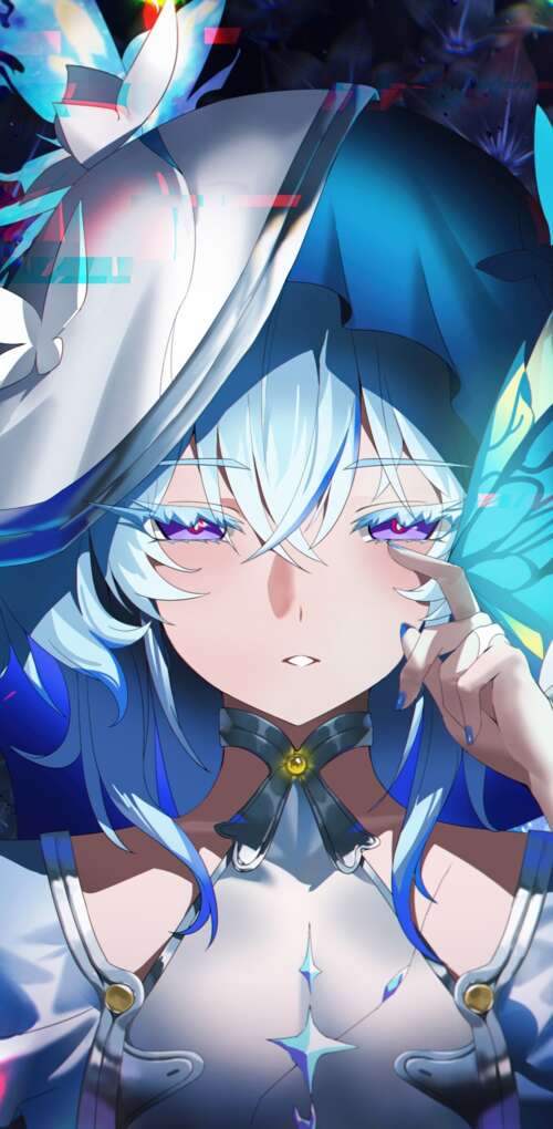 An anime-style illustration of The Shorekeeper from Wuthering Waves surrounded by... Huawei Mate 30 Pro free background