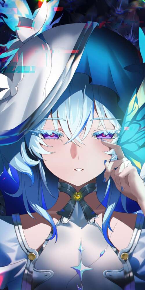 An anime-style illustration of The Shorekeeper from Wuthering Waves surrounded by... Ulefone Rugking 2 Pro free hd wallpapers