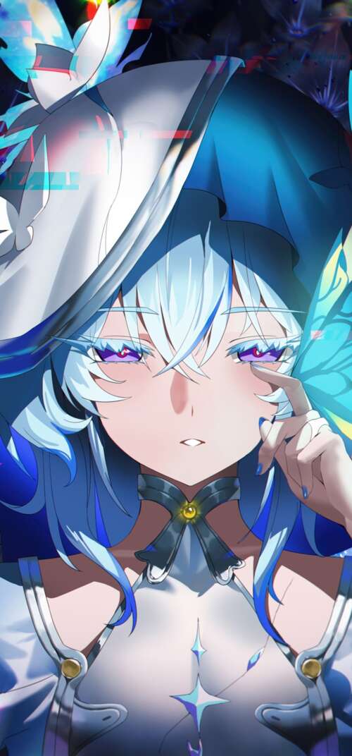An anime-style illustration of The Shorekeeper from Wuthering Waves surrounded by... Samsung Galaxy S26 Ultra free wallpaper