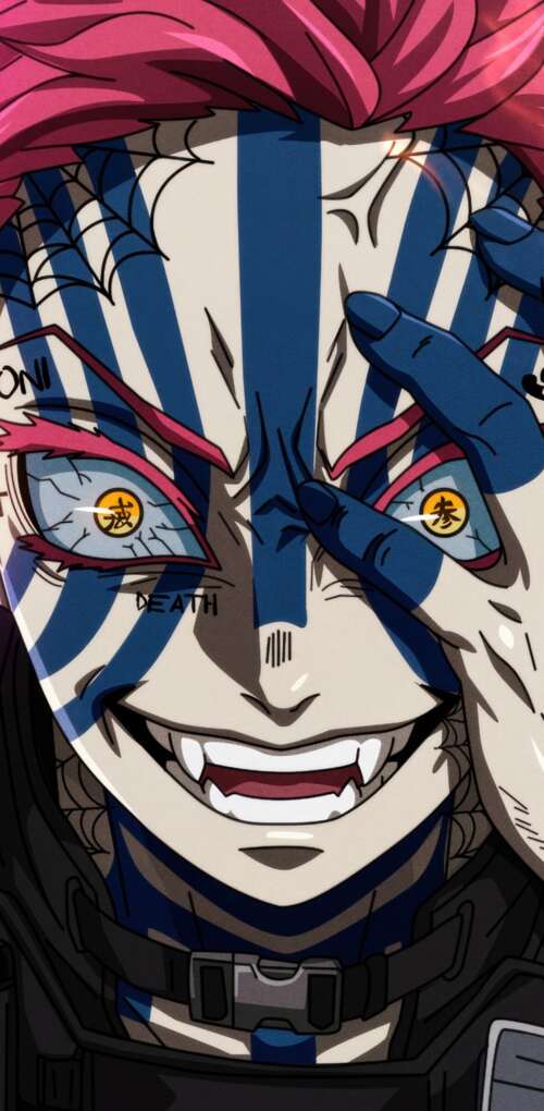 Akaza from Demon Slayer: Kimetsu No Yaiba looking intense within the Infinity Castle... Huawei Mate 30 Pro pictures for wallpaper