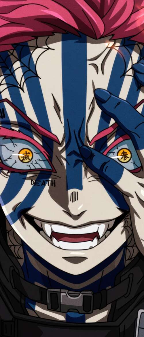Akaza from Demon Slayer: Kimetsu No Yaiba looking intense within the Infinity Castle... nubia Flip 3 cell phone backgrounds free