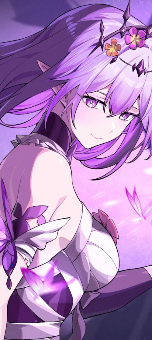 Anime girl with purple magical energy and floating purple butterflies Motorola Moto G Stylus (2026) cell phone backgrounds free
