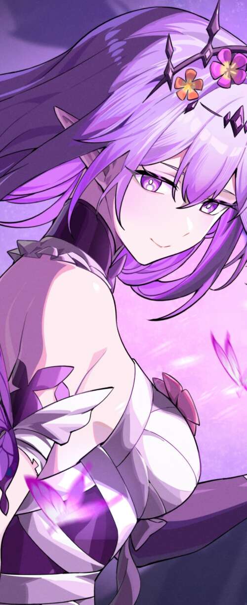 Anime girl with purple magical energy and floating purple butterflies Samsung Galaxy Z Flip7 FE free hd wallpapers
