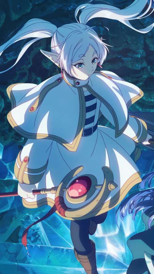 Frieren, the mage from the anime series Frieren: Beyond Journey's End, in a high-resolution... Apple iPhone SE 2022 hd background