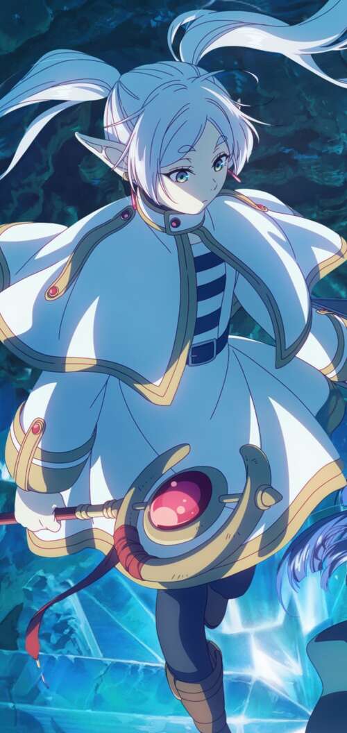 Frieren, the mage from the anime series Frieren: Beyond Journey's End, in a high-resolution... Oppo A6 free background