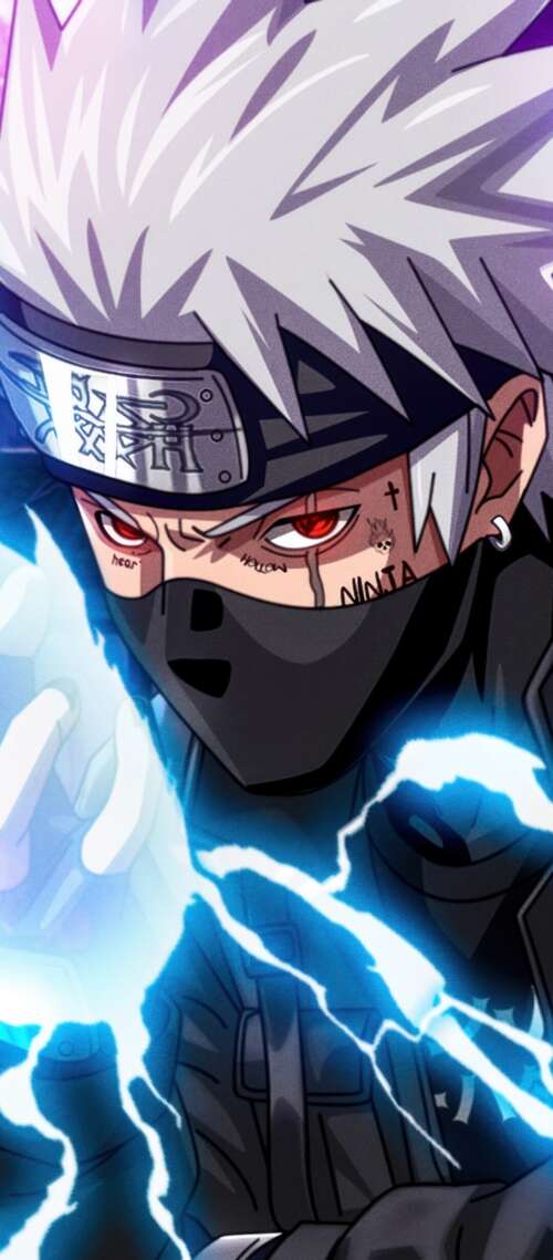 A high-resolution, detailed close-up of Kakashi Hatake from the Naruto anime series. Oukitel WP56 wallpapers for android