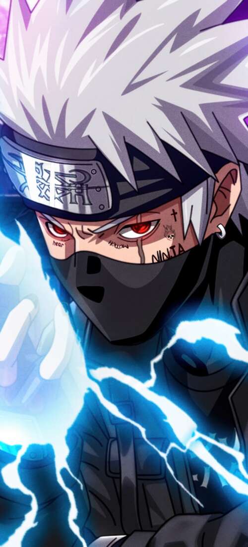 A high-resolution, detailed close-up of Kakashi Hatake from the Naruto anime series. Honor Power2