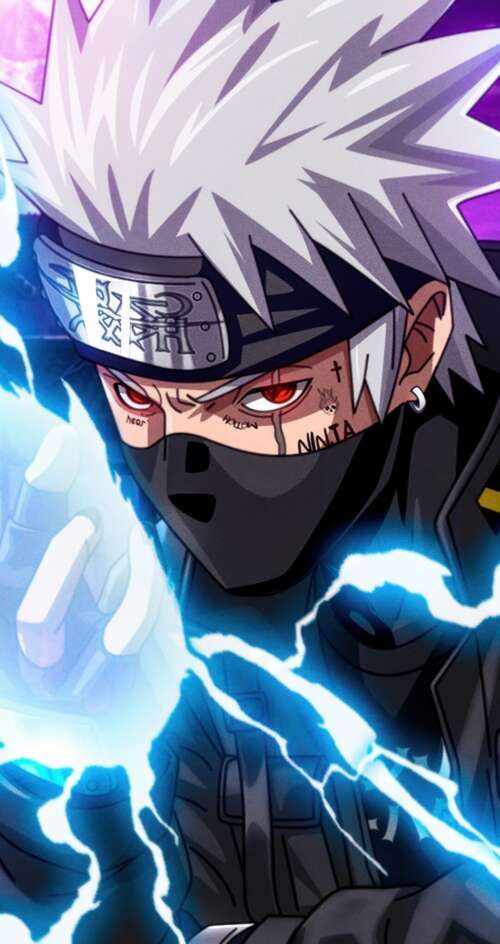 A high-resolution, detailed close-up of Kakashi Hatake from the Naruto anime series. Sharp Aquos C10 wallpapers for android