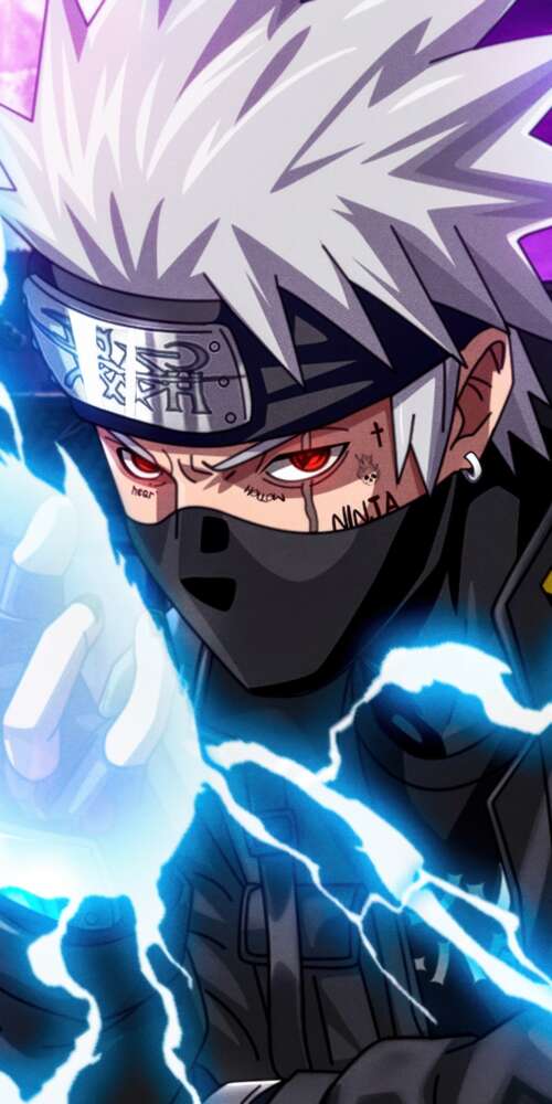 A high-resolution, detailed close-up of Kakashi Hatake from the Naruto anime series. Doogee Fire 3 Ultra mobile wallpaper