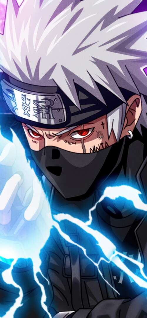 A high-resolution, detailed close-up of Kakashi Hatake from the Naruto anime series. Samsung Galaxy S25 FE download free phone wallpaper