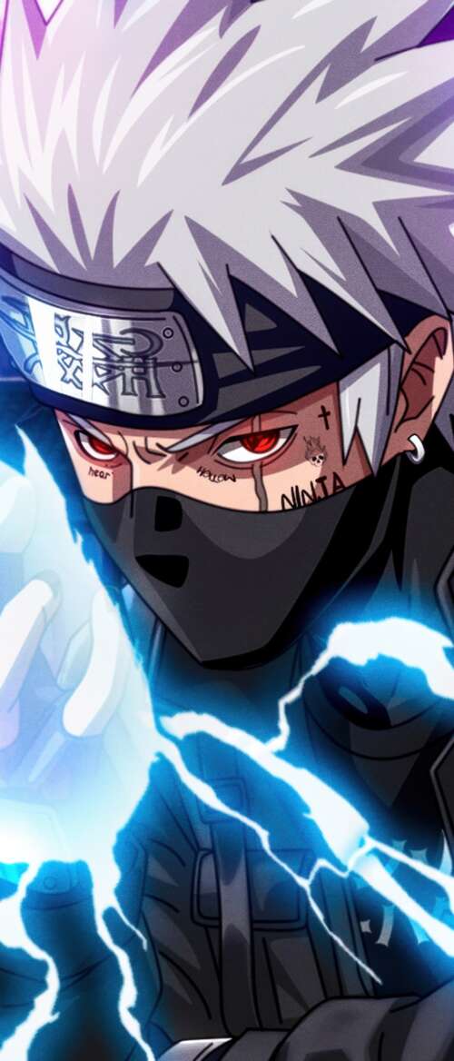 A high-resolution, detailed close-up of Kakashi Hatake from the Naruto anime series. nubia Flip 3 free background