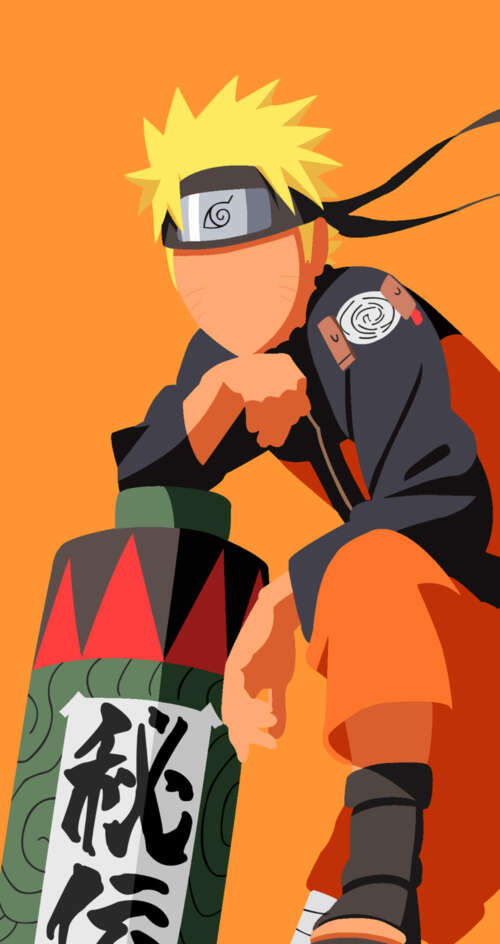 A minimalist, faceless depiction of Naruto Uzumaki from Naruto against a bright orange... Sharp Aquos C10 background images hd