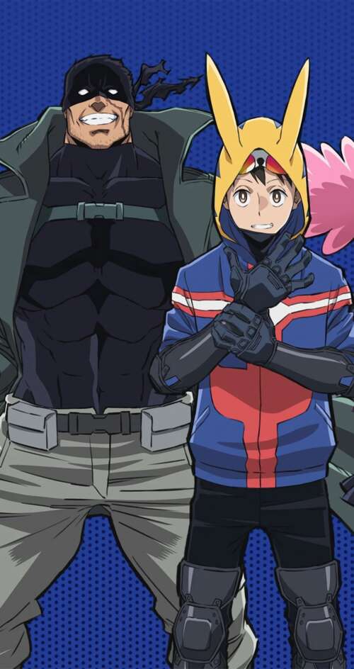 An anime-style illustration of Koichi Haimawari, Pop Step, and Knuckleduster from... Sharp Aquos C10 hd background