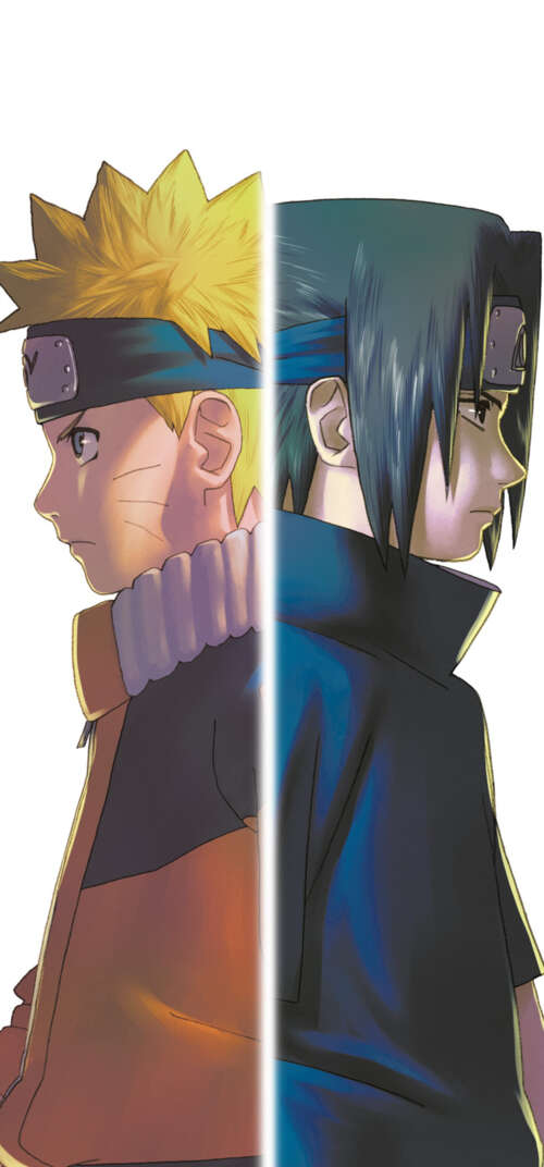 Key art featuring Naruto Uzumaki and Sasuke Uchiha from the Naruto series on a white... Samsung Galaxy S26 Ultra mobile wallpaper