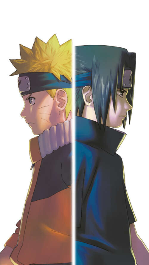 Key art featuring Naruto Uzumaki and Sasuke Uchiha from the Naruto series on a white... Apple iPhone SE 2022 free hd wallpapers