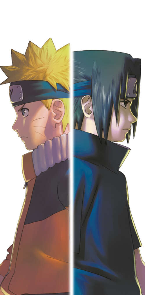 Key art featuring Naruto Uzumaki and Sasuke Uchiha from the Naruto series on a white... Huawei Mate 30 Pro cell phone backgrounds free