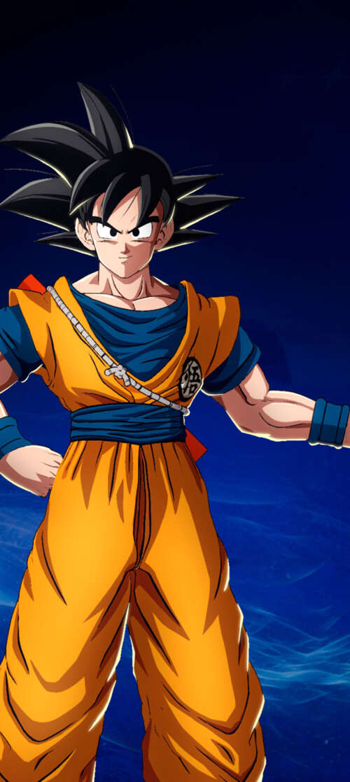 Son Goku holding his Power Pole against a dark blue background, Dragon Ball Sparking... Motorola Moto G Stylus (2026) free hd wallpapers