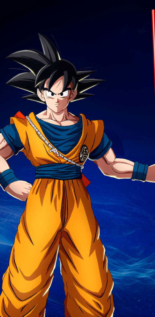 Son Goku holding his Power Pole against a dark blue background, Dragon Ball Sparking... Huawei Mate 30 Pro hand phone wallpaper