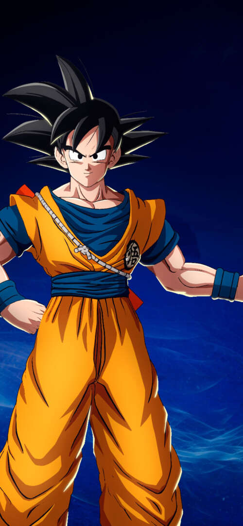 Son Goku holding his Power Pole against a dark blue background, Dragon Ball Sparking... Xiaomi Redmi 15 4G mobile wallpaper