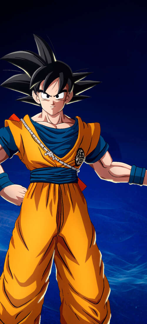 Son Goku holding his Power Pole against a dark blue background, Dragon Ball Sparking... Motorola Moto X70 Air Pro free hd wallpapers