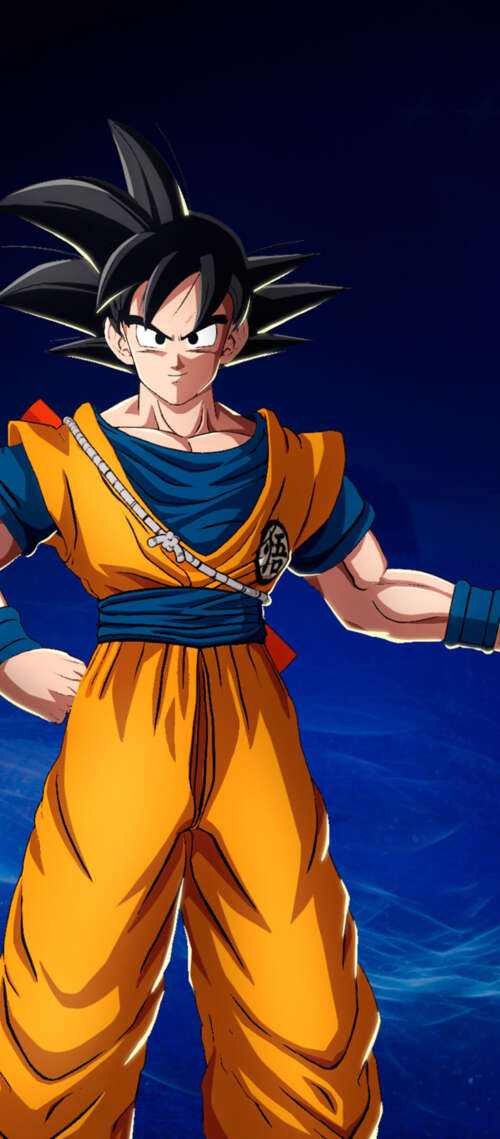 Son Goku holding his Power Pole against a dark blue background, Dragon Ball Sparking... Blackview XPLORE 1 Pro hand phone wallpaper
