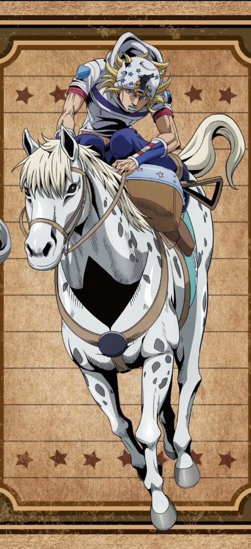 Cinematic anime poster featuring Johnny Joestar and Gyro Zeppeli from JoJo's Bizarre... realme GT 7T free wallpaper