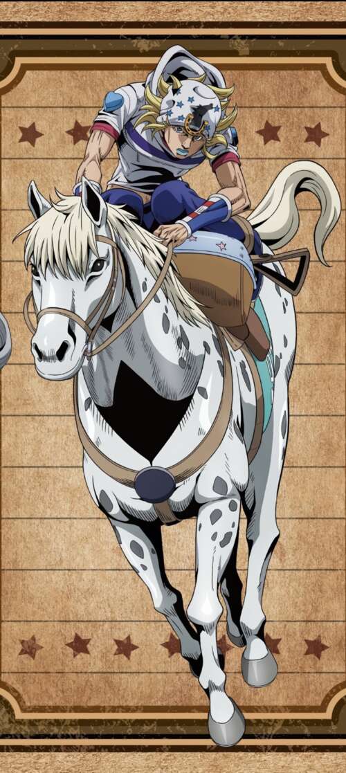 Cinematic anime poster featuring Johnny Joestar and Gyro Zeppeli from JoJo's Bizarre... Motorola Moto G Stylus (2026) free background images