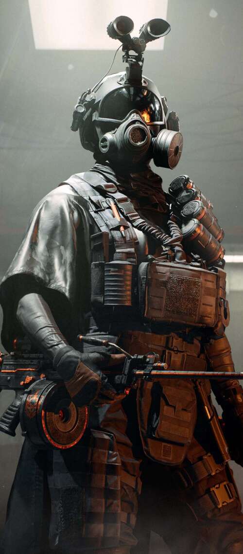 A futuristic recon soldier in tactical camouflage gear holding a high-precision sniper... Blackview XPLORE X1 wallpaper images