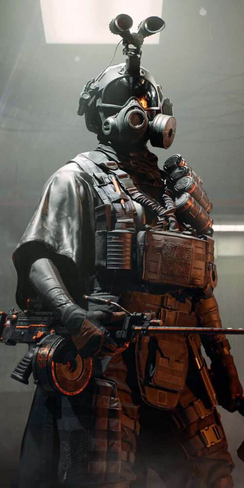 A futuristic recon soldier in tactical camouflage gear holding a high-precision sniper... Ulefone Rugking 2 Pro background images hd