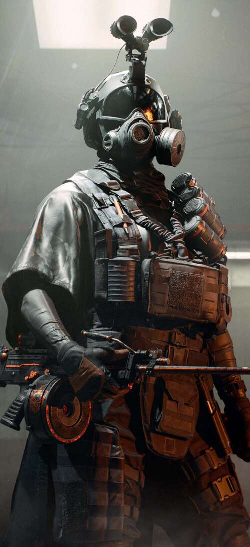 A futuristic recon soldier in tactical camouflage gear holding a high-precision sniper... Oppo K13 Turbo free wallpaper
