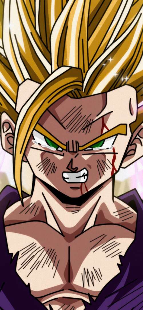 A high-definition, detailed portrait of Gohan from Dragon Ball Z. Xiaomi Redmi 15 4G wallpaper download