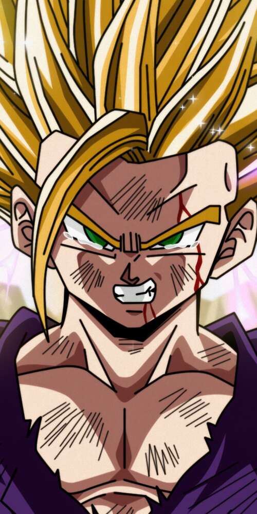 A high-definition, detailed portrait of Gohan from Dragon Ball Z. Ulefone Rugking 2 Pro free hd wallpapers