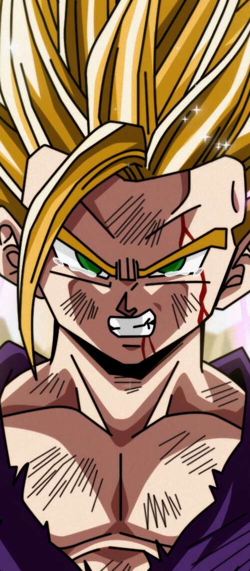 A high-definition, detailed portrait of Gohan from Dragon Ball Z. Blackview XPLORE X1 free background
