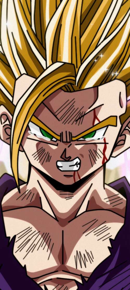 A high-definition, detailed portrait of Gohan from Dragon Ball Z. Motorola Moto X70 Air high definition wallpaper