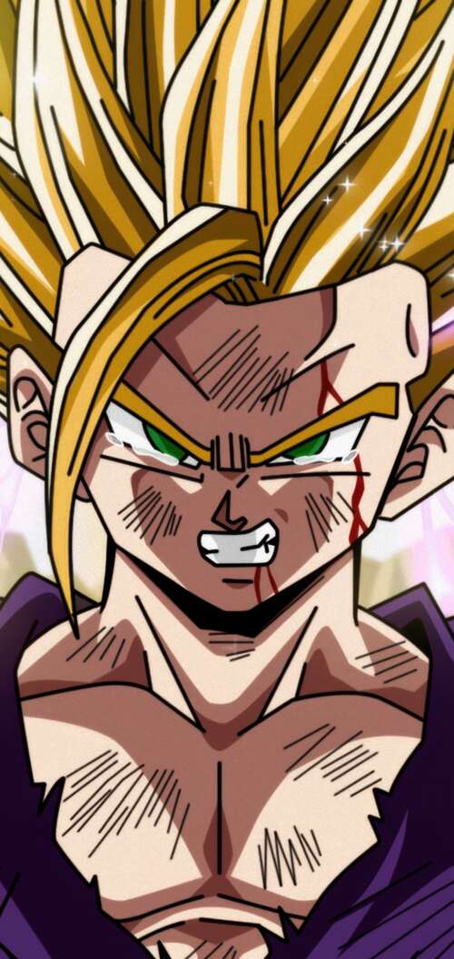 A high-definition, detailed portrait of Gohan from Dragon Ball Z. Oppo A6k 4G pictures for wallpaper