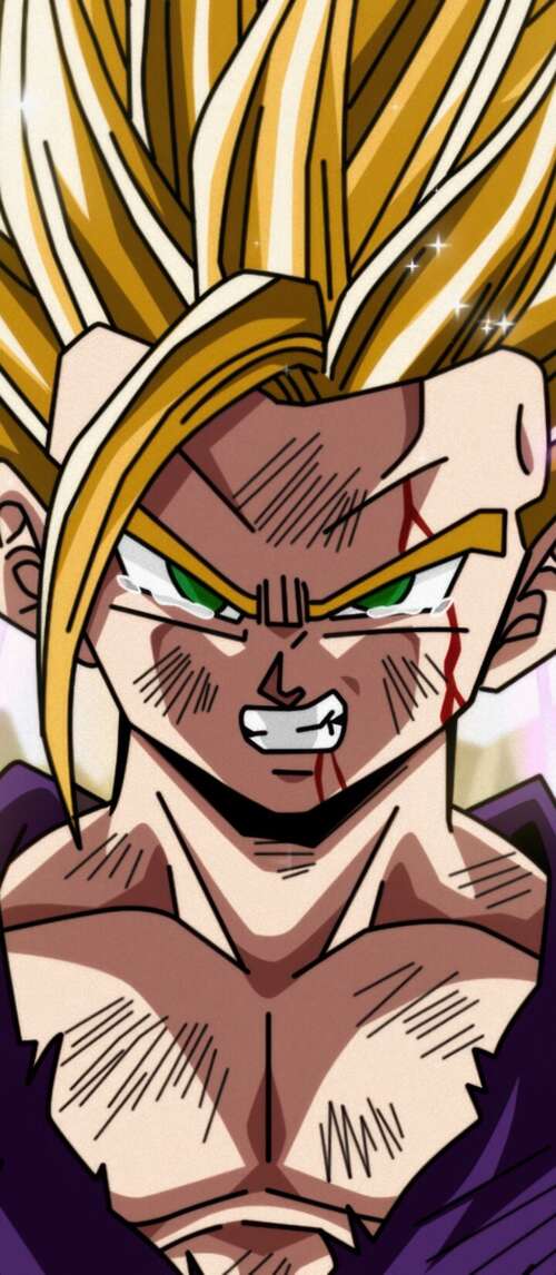 A high-definition, detailed portrait of Gohan from Dragon Ball Z. Xiaomi Redmi 14C 5G download free wallpaper for phone