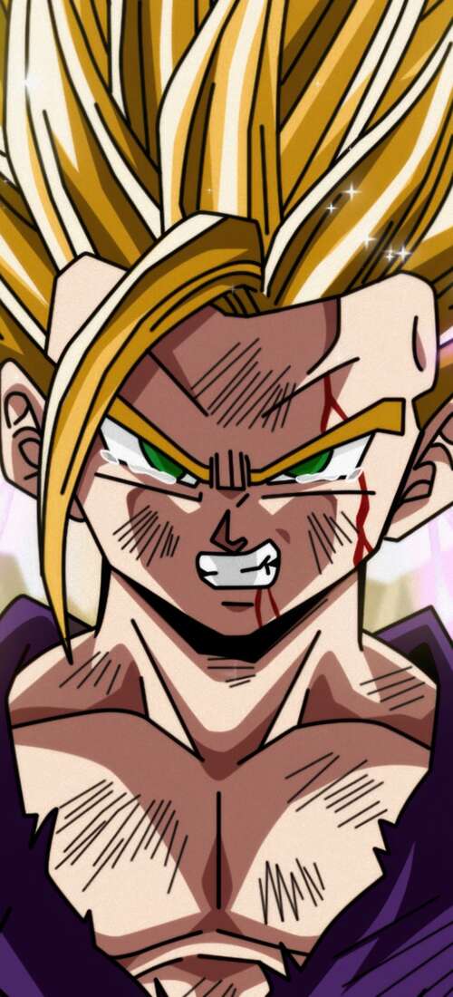 A high-definition, detailed portrait of Gohan from Dragon Ball Z. Oppo Find X9 hand phone wallpaper