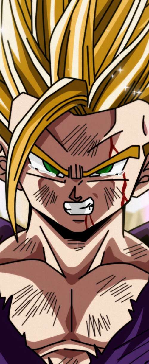 A high-definition, detailed portrait of Gohan from Dragon Ball Z. Samsung Galaxy Z Flip7 FE background images hd