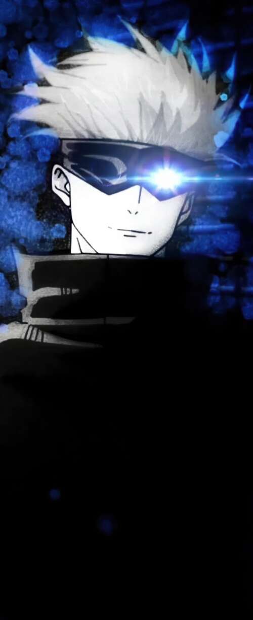A striking portrait of Satoru Gojo from Jujutsu Kaisen against a dark, atmospheric... Samsung Galaxy Z Flip7 FE free background