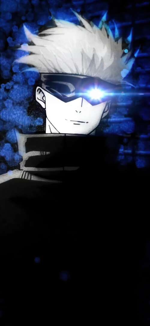 A striking portrait of Satoru Gojo from Jujutsu Kaisen against a dark, atmospheric... Xiaomi Redmi 15 4G free wallpaper