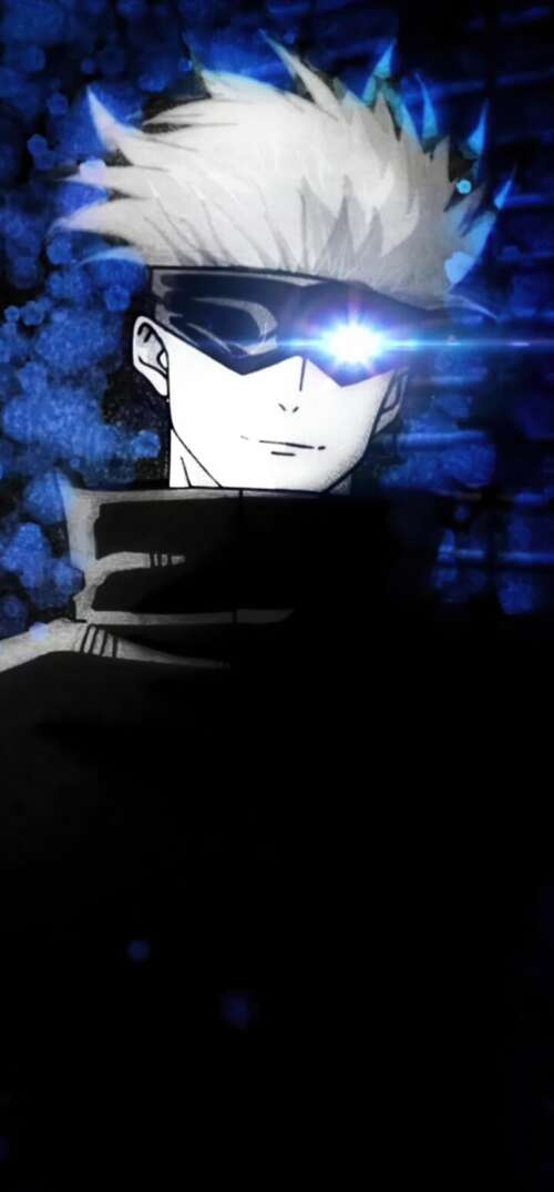 A striking portrait of Satoru Gojo from Jujutsu Kaisen against a dark, atmospheric... UmiDigi Umidigi X high definition wallpaper