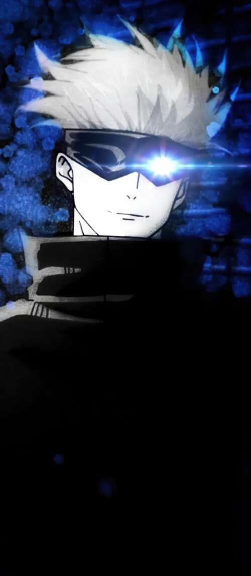 A striking portrait of Satoru Gojo from Jujutsu Kaisen against a dark, atmospheric... Xiaomi Redmi 14C 5G cell phone backgrounds free