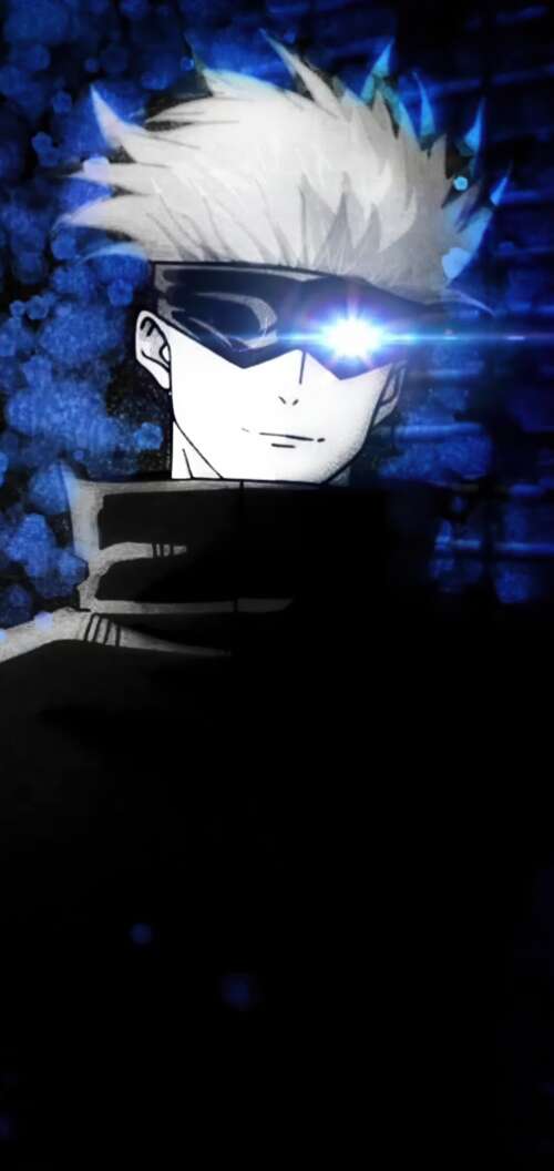 A striking portrait of Satoru Gojo from Jujutsu Kaisen against a dark, atmospheric... Oppo A6k 4G background images hd