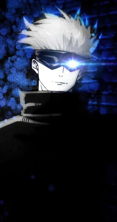 A striking portrait of Satoru Gojo from Jujutsu Kaisen against a dark, atmospheric... Sharp Aquos C10 high definition wallpaper