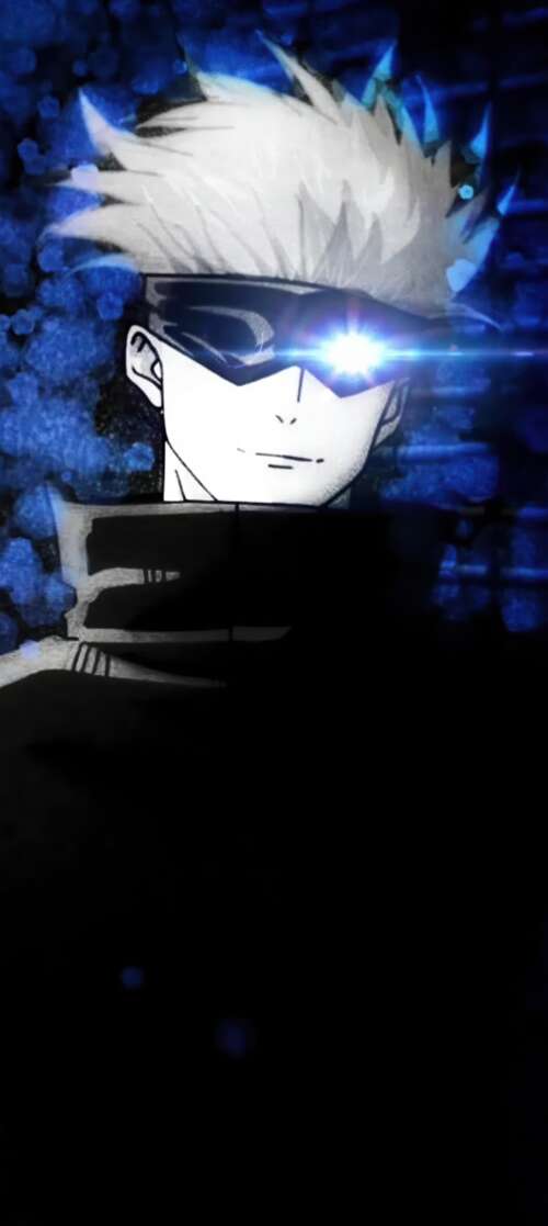 A striking portrait of Satoru Gojo from Jujutsu Kaisen against a dark, atmospheric... Motorola Moto X70 Air free background